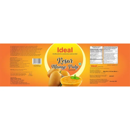 Ideal Mangové Pyré (Kesar Mango Pulp) 850G | TopAsianFoods.com