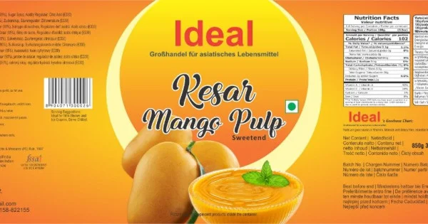 Ideal Mangové Pyré (Kesar Mango Pulp) 850G | TopAsianFoods.com