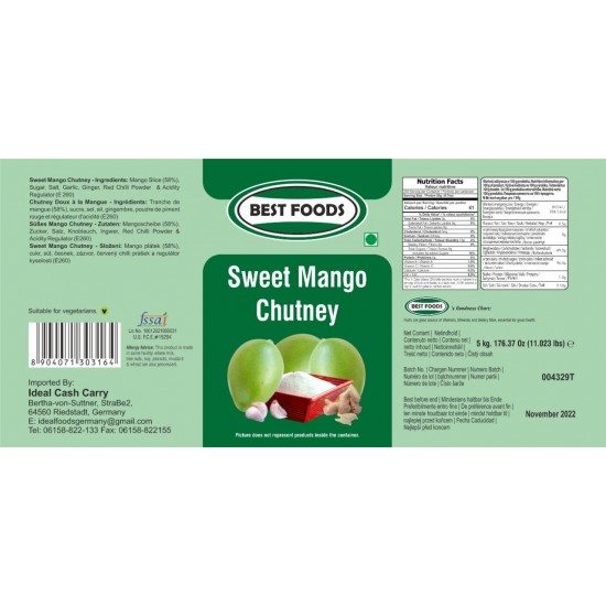 BEST FOODS SWEET MANGO CHUTNEY 5KG