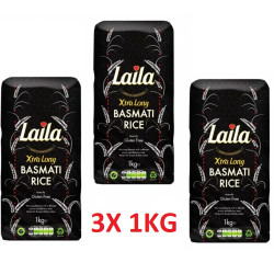 Laila Xtra dlouhozrnná basmati rýže 3x1kg Laila Xtra dlouhozrnná basmati rýže 3x1kg