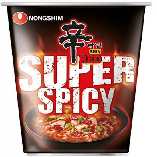 Nongshim Shin Red Super Pálivá Ramen Polévka v Kelímku 68g Nongshim Shin Red Super Pálivá Ramen Polévka v Kelímku 68g